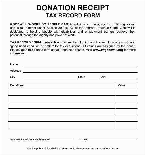 tax receipt template for sports