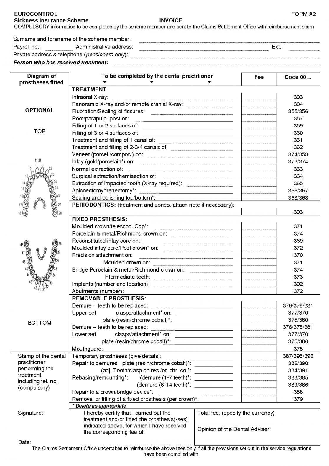 Dental clinic receipt template