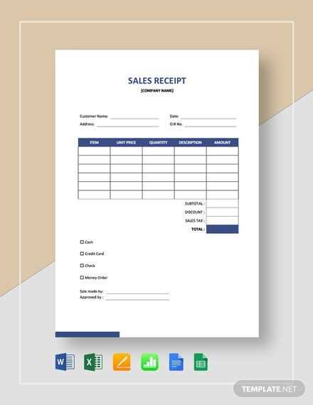 receipt xls template