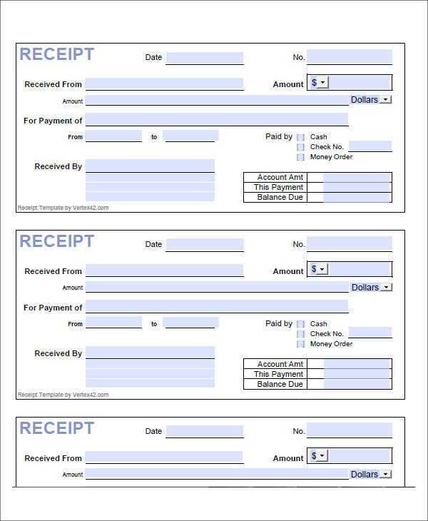 Wedding service receipt template