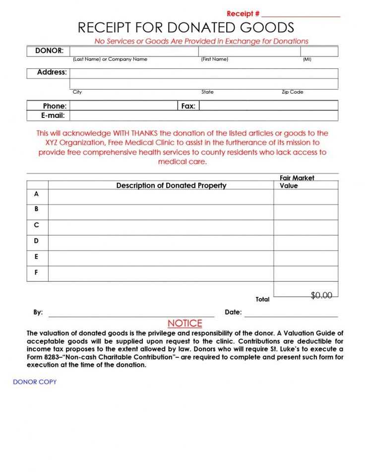 Donation receipt template doc