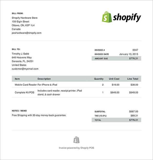 ecommerce receipt template