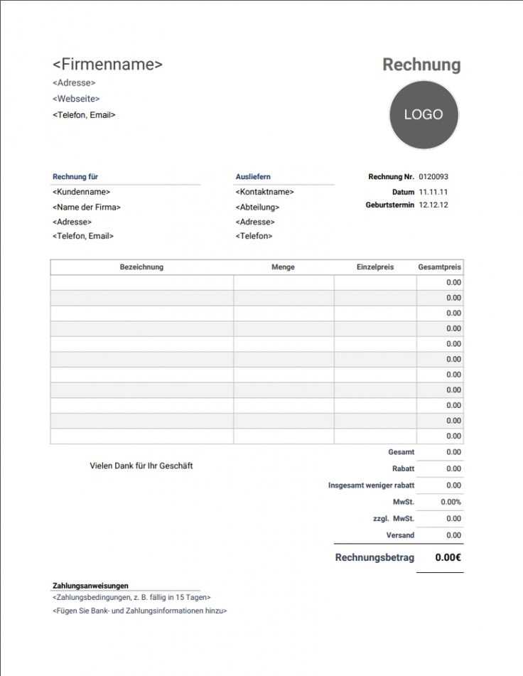 Microsoft word receipt template free download