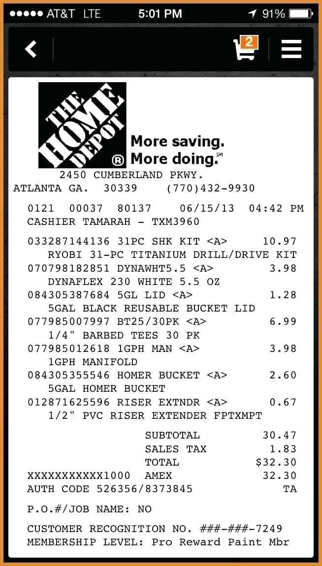 home depot receipt template with restore paint