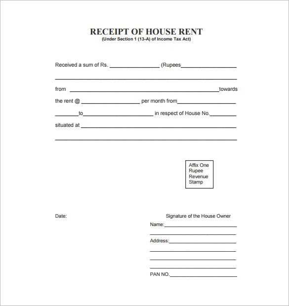 simple rent receipt template india