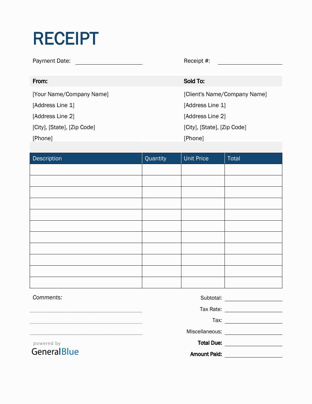 dental office receipt template