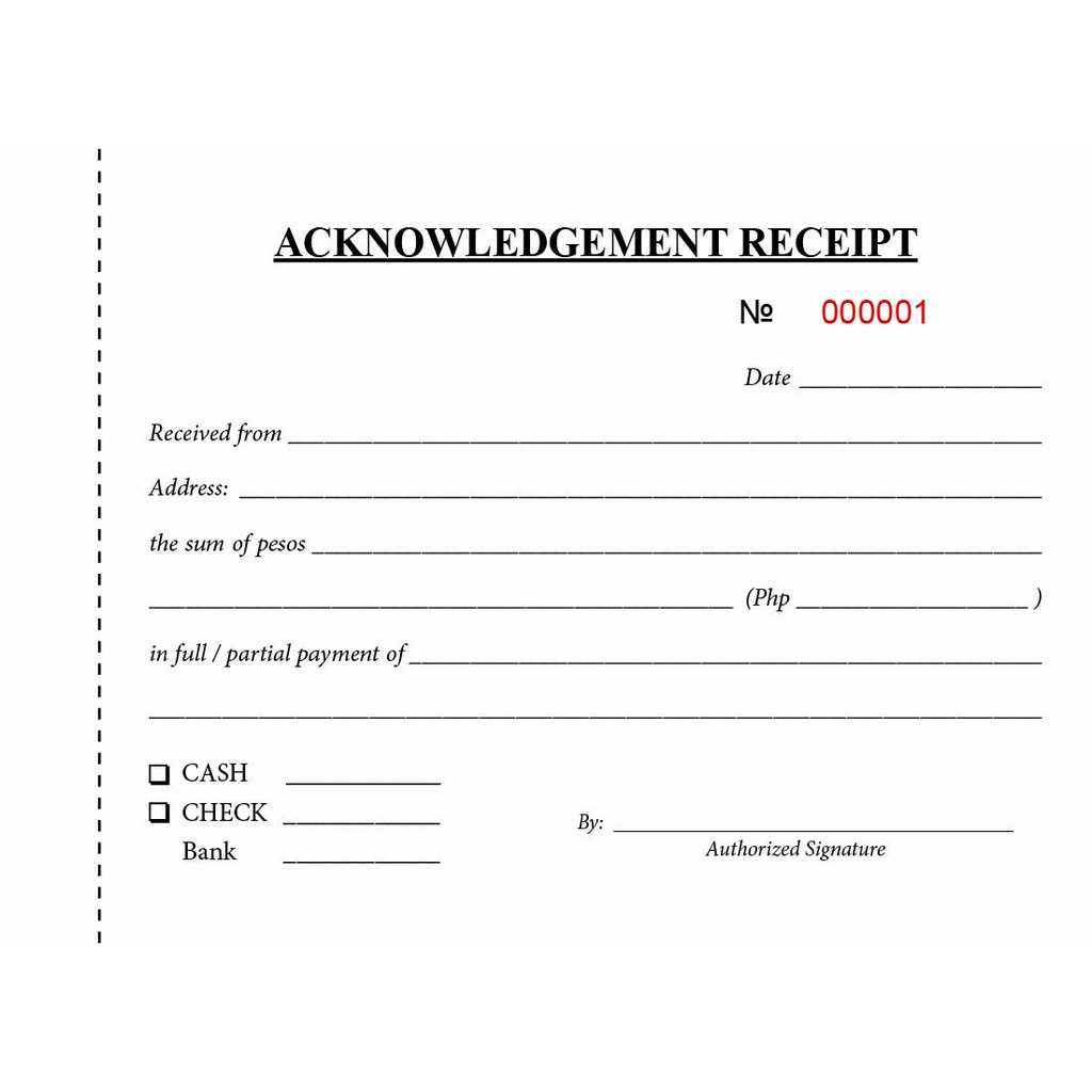 acknowledge receipt of payment template