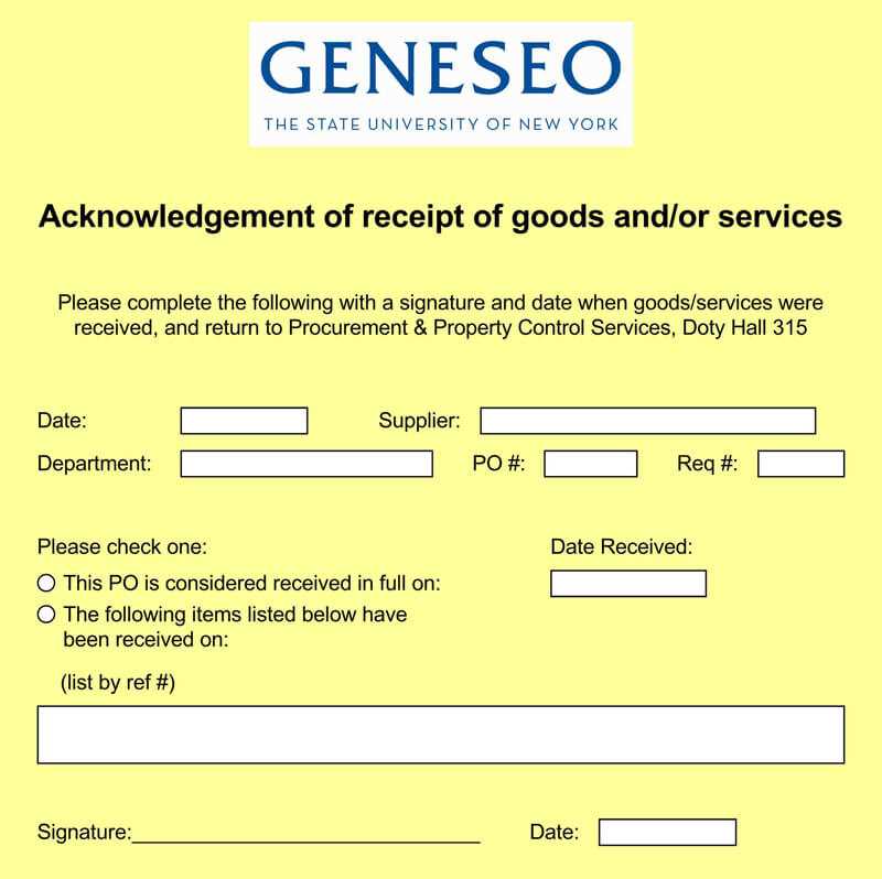 acknowledgement of receipt of goods template
