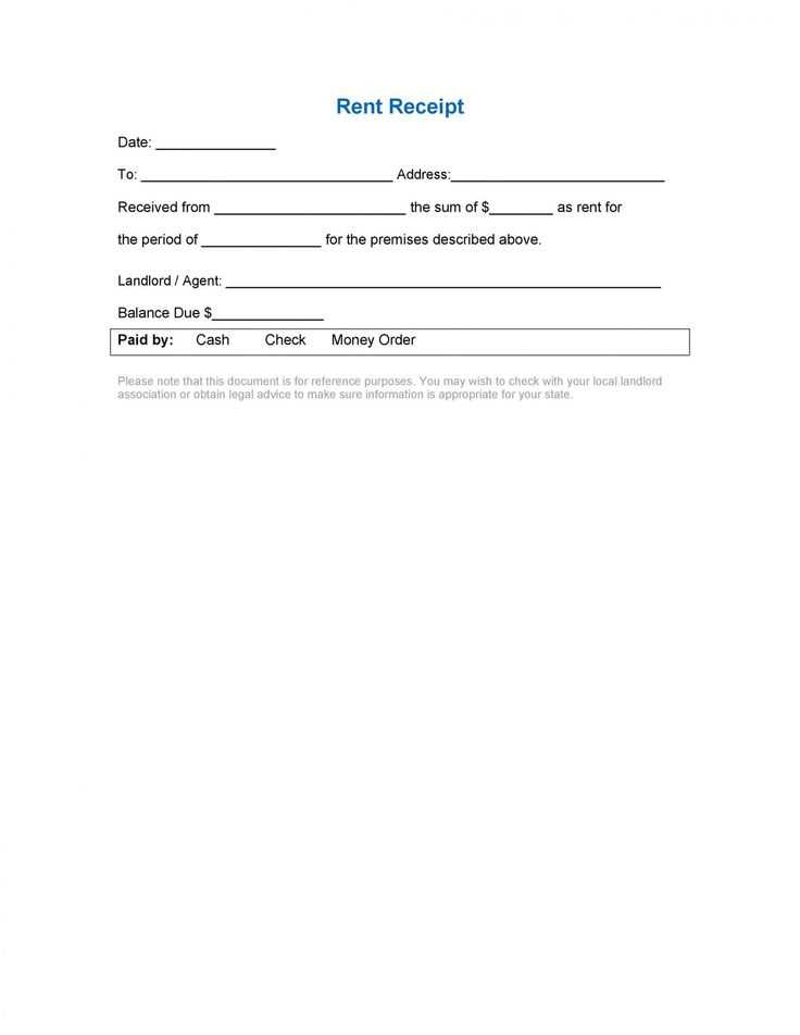 apartment rent receipt template
