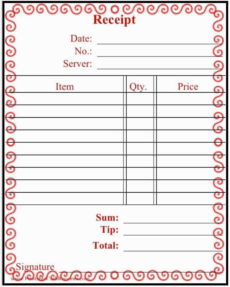 bakery receipt template free