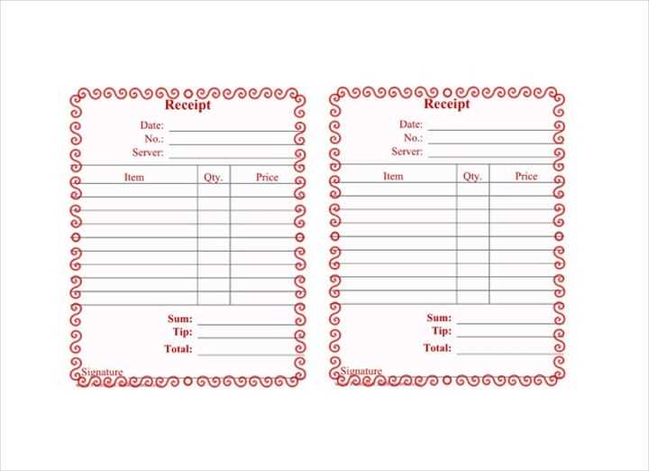 bakery receipt template free