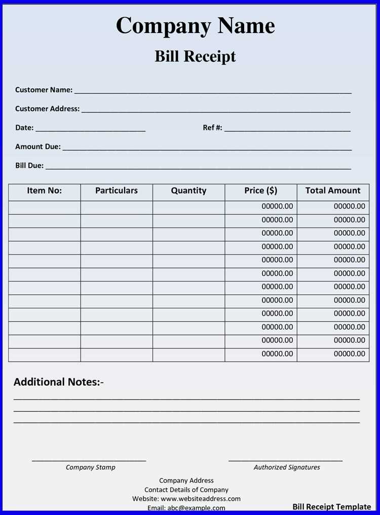 bus receipt template