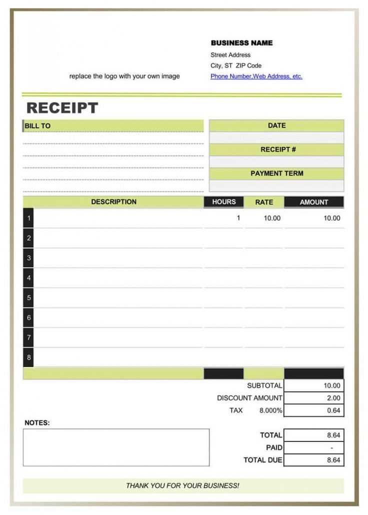 business bill receipt template