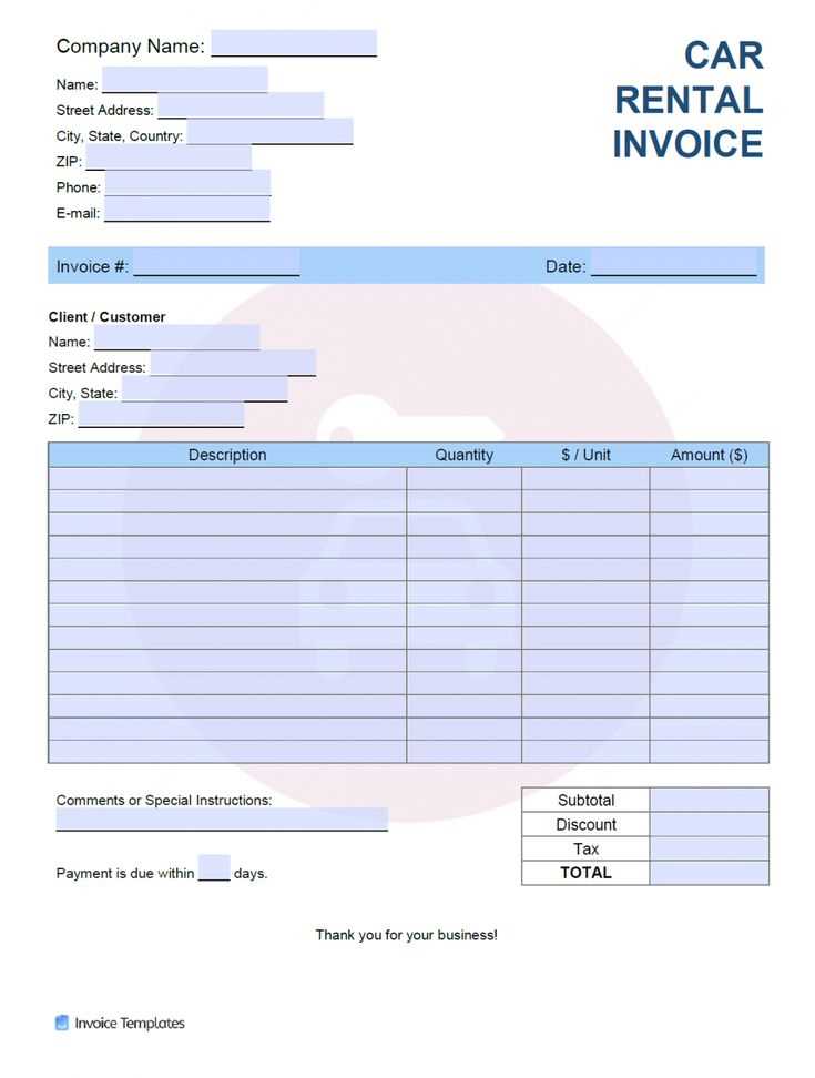 car hire receipt template word