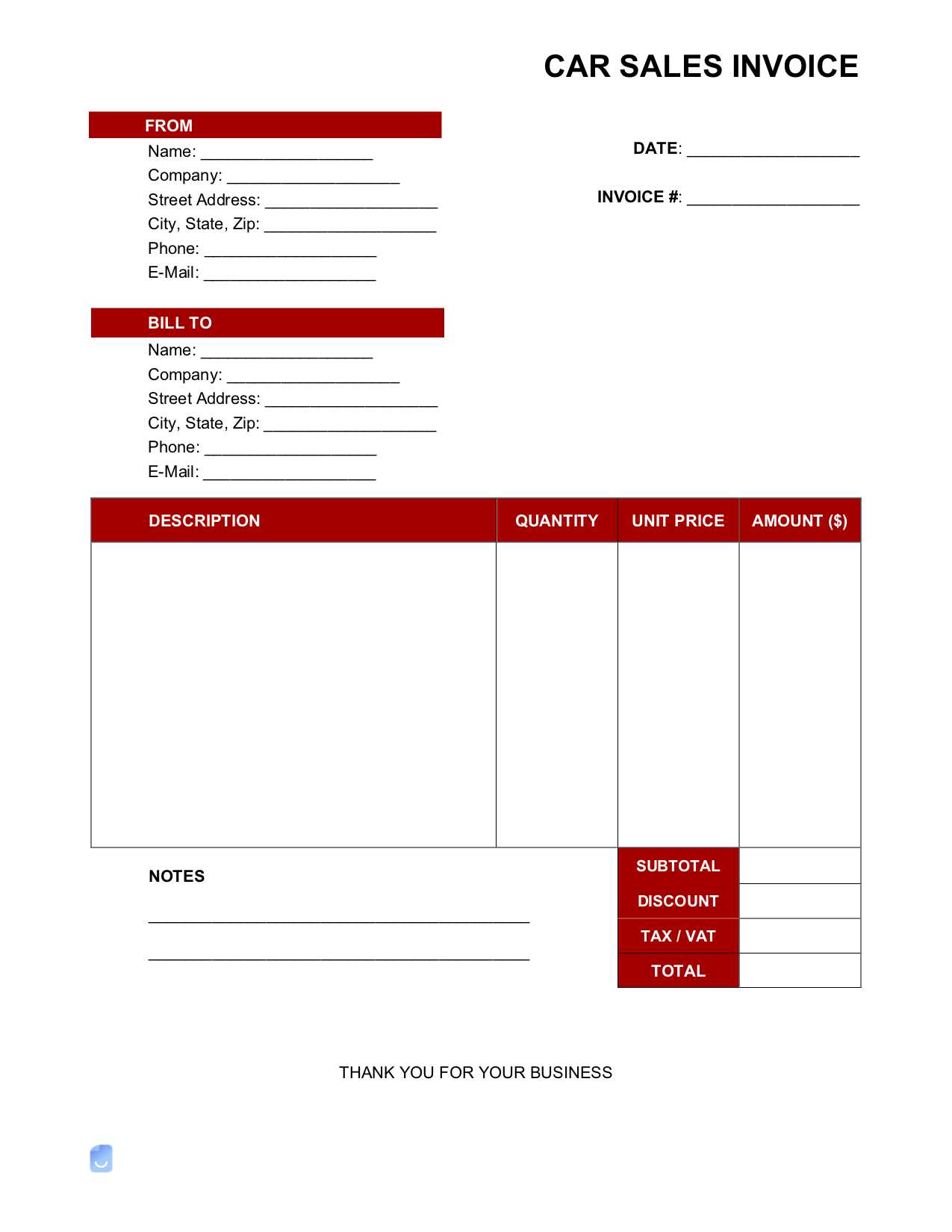 car sale receipt template qld