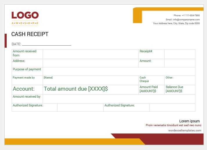 cash deposit receipt template word