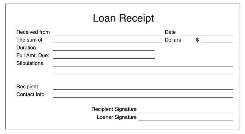 cash loan receipt template