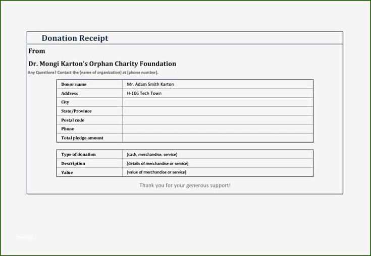 charitable receipt template word