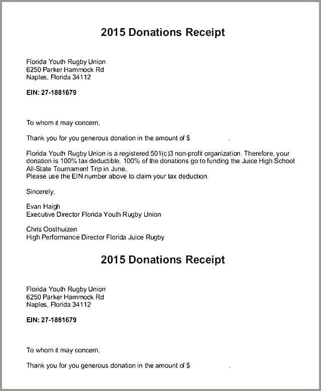 charity receipt template uk