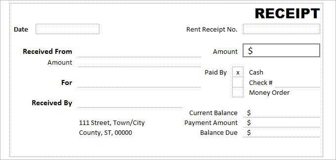 check receipt template excel