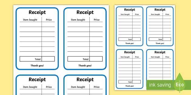 child care receipt free template