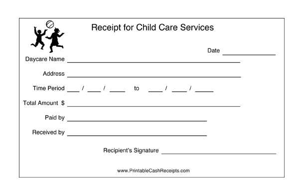 Child care receipt free template
