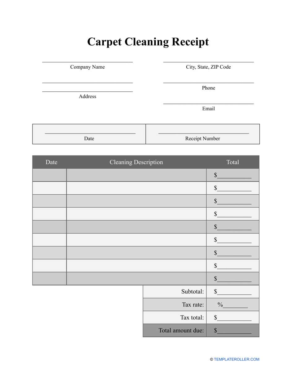 cleaning receipt template word