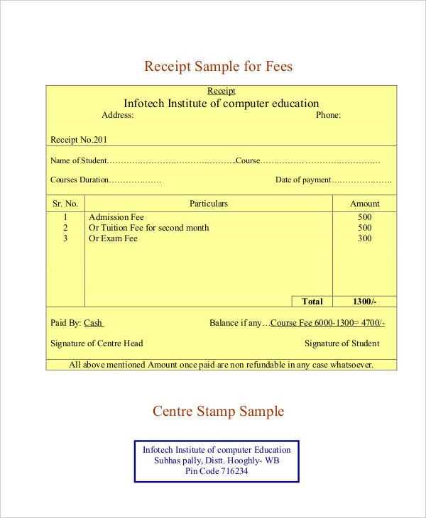 conference registration fee receipt template