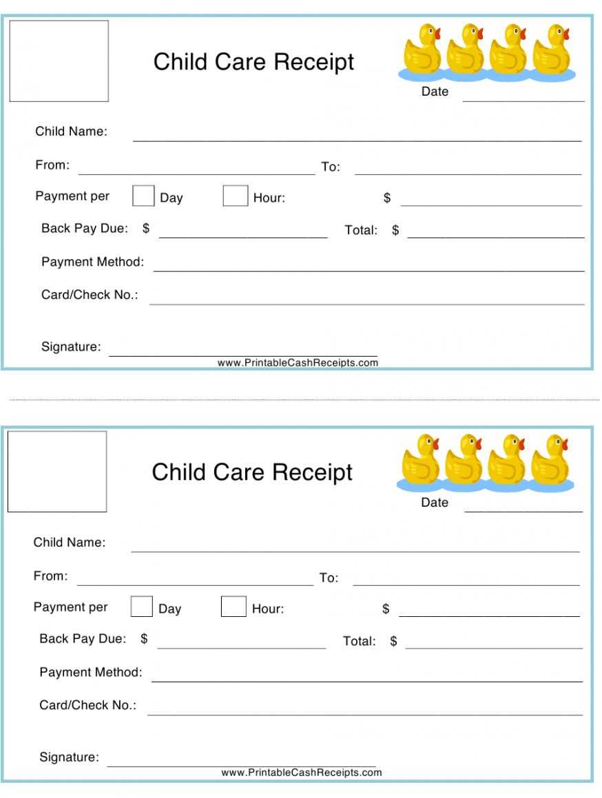 daycare payment receipt template