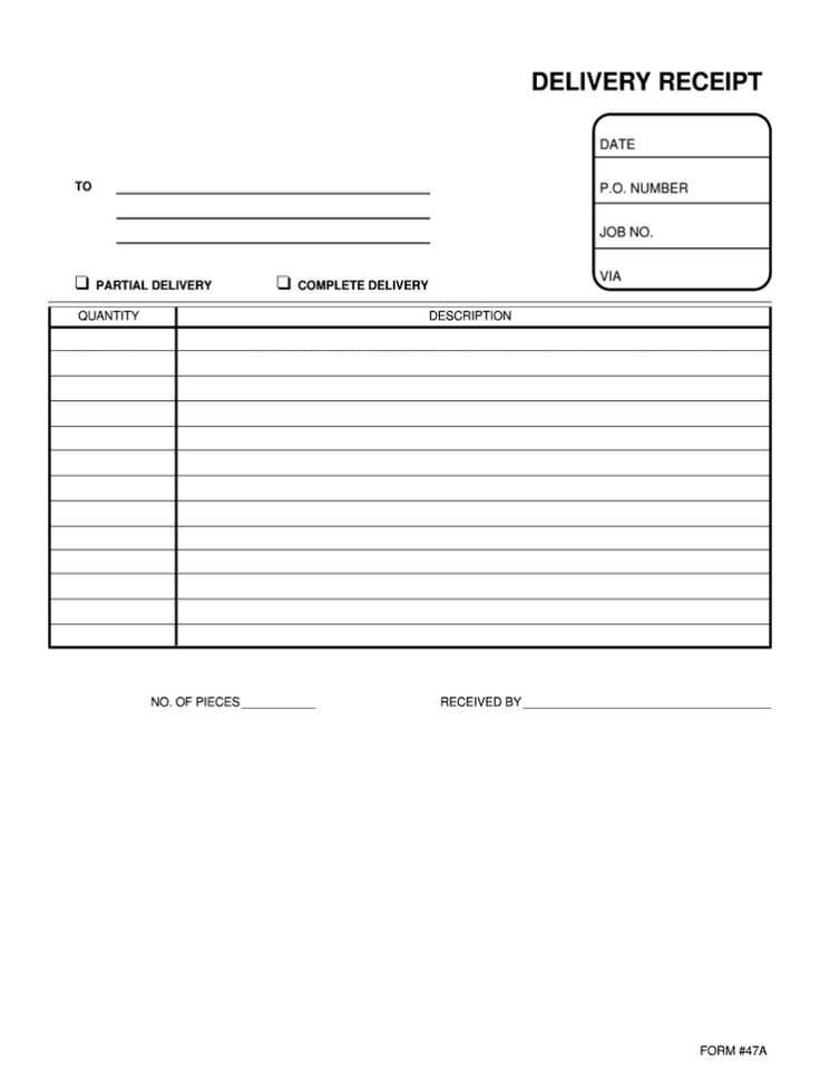 delivery receipt of goods template