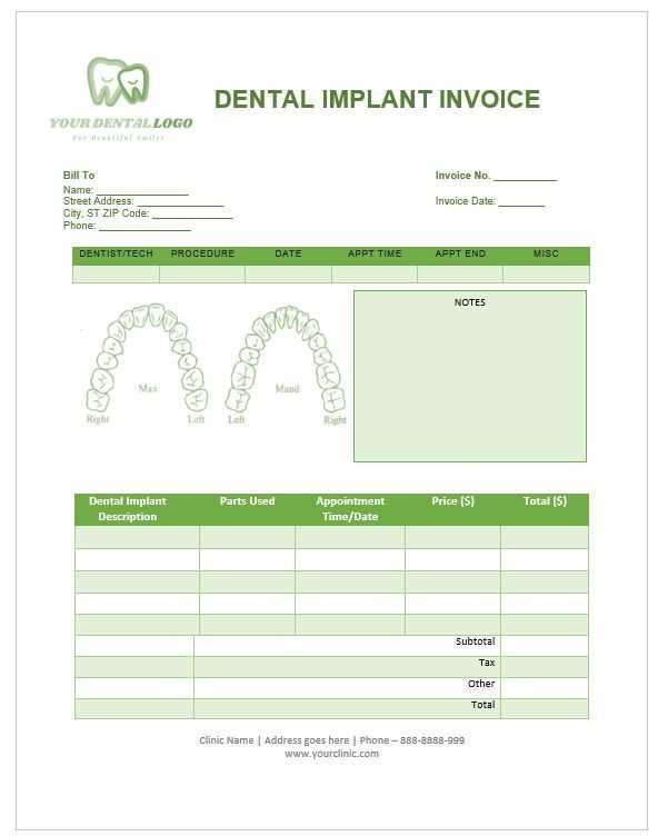 dental office receipt template