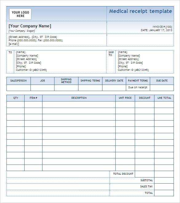 dental office receipt template