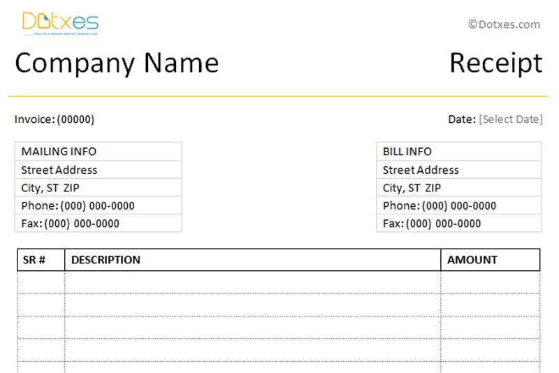 document receipt template free
