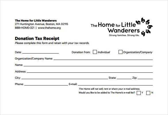 donation bequest receipt template