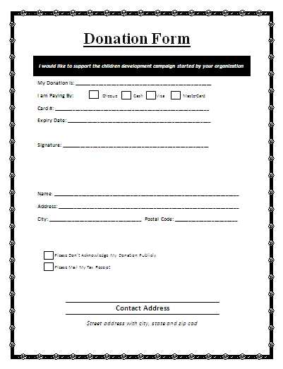 donation form receipt template word