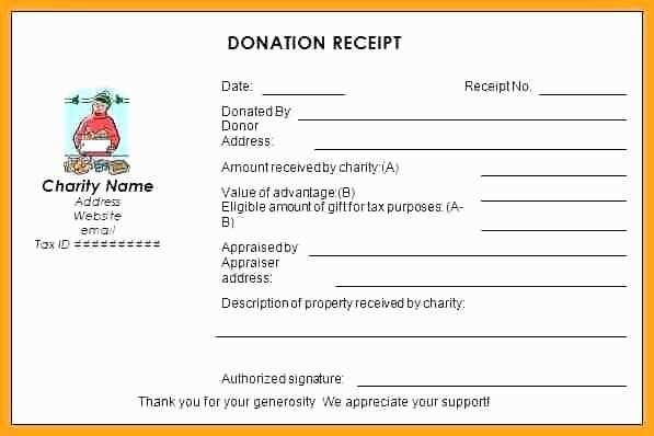 donation of goods receipt letter template in word document