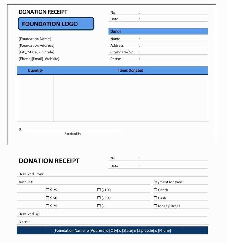 donation receipt template word