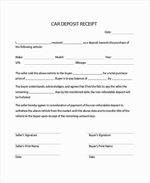 down payment receipt for work agreement template