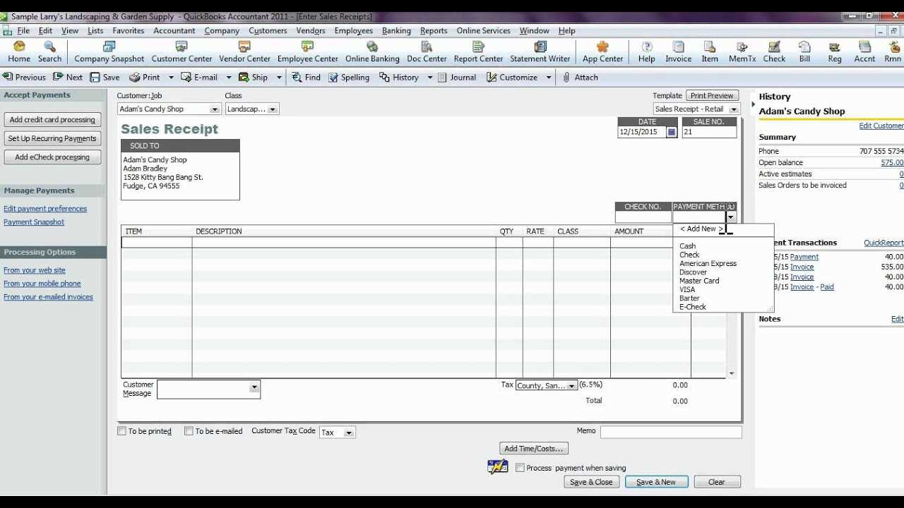 edit payment receipt template quickbooks