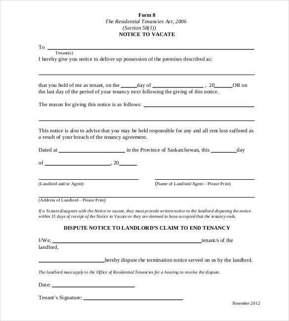 eviction notice receipt template