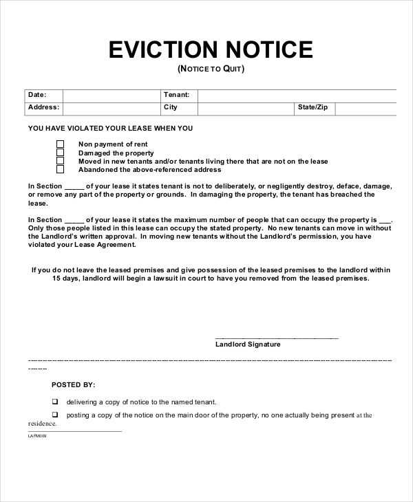 eviction notice receipt template