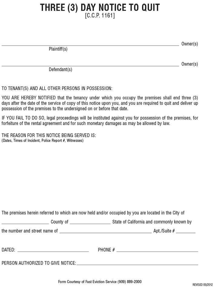 eviction notice receipt template