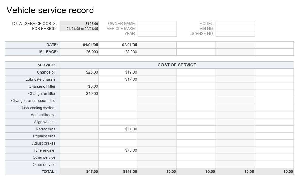 Excel template to record receipts