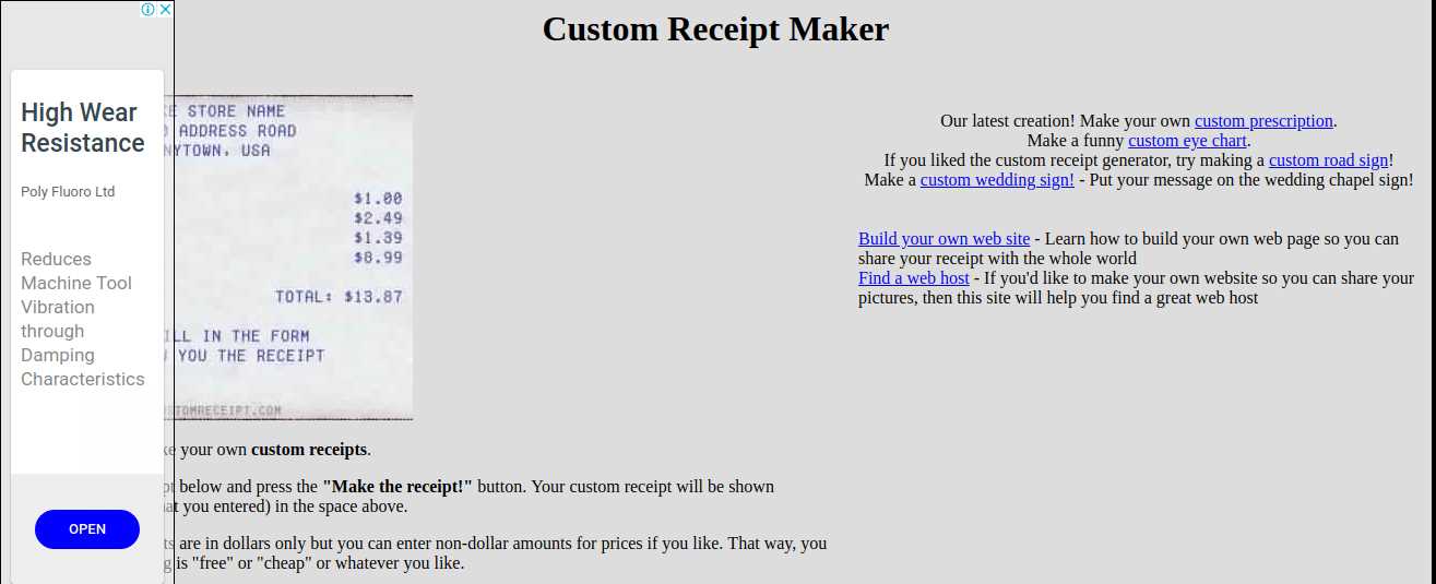 fake receipts templates free