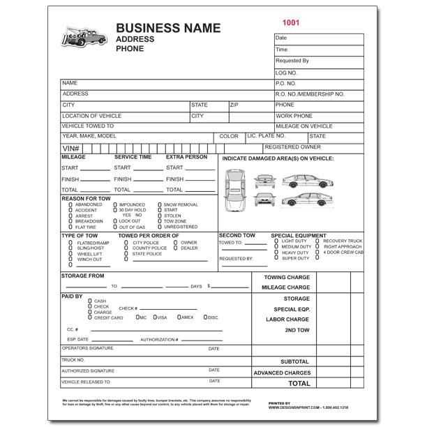 florida towing receipt template