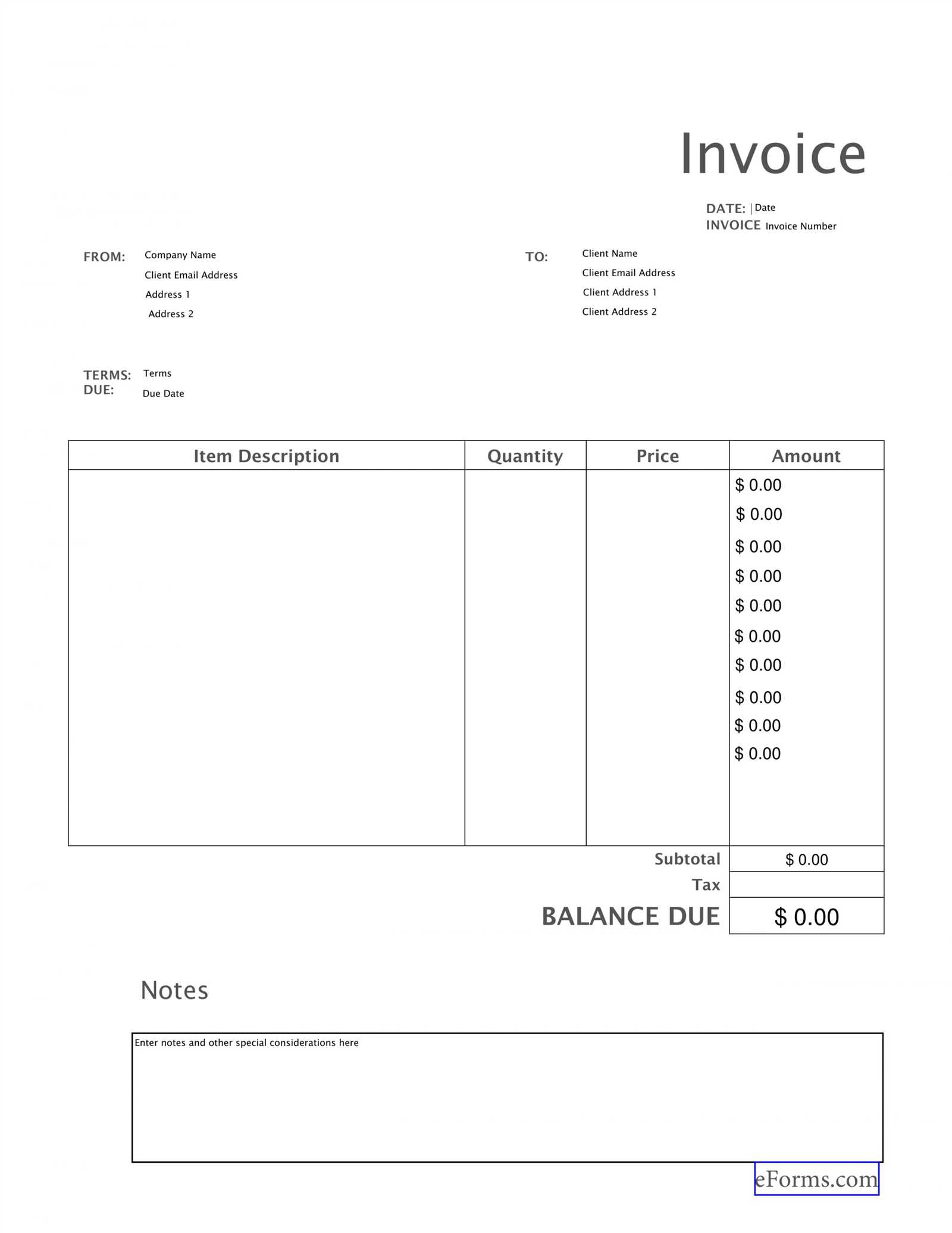 free blank invoice receipt template