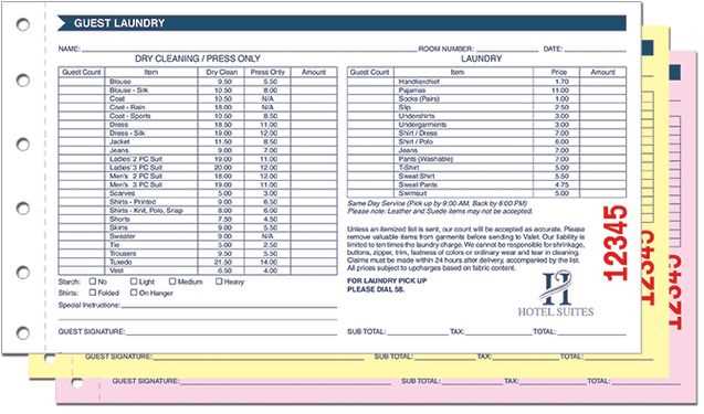 Free dry cleaning receipt template
