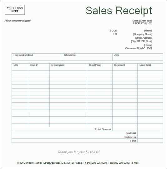 free receipt template word credit card