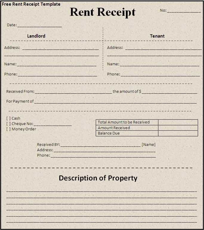 free rent receipt template excel