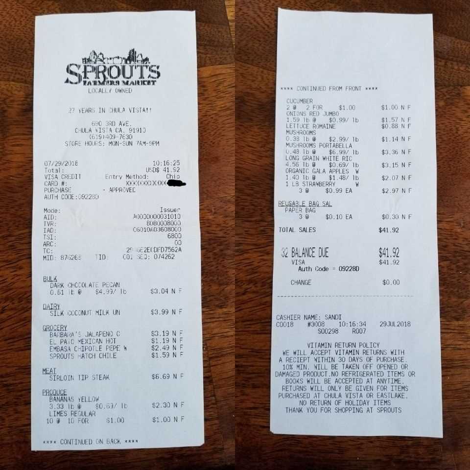 grocery shopping receipt template